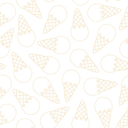 Outline ice cream pattern. Seamless pattern with ice-cream cone. Vector illustration.