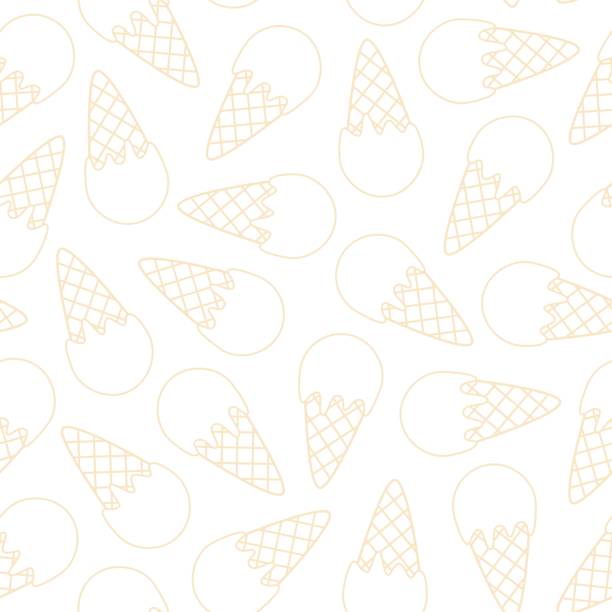 illustrazioni stock, clip art, cartoni animati e icone di tendenza di delineare il motivo del gelato. motivo senza cuciture con cono gelato. illustrazione vettoriale. - ice cream