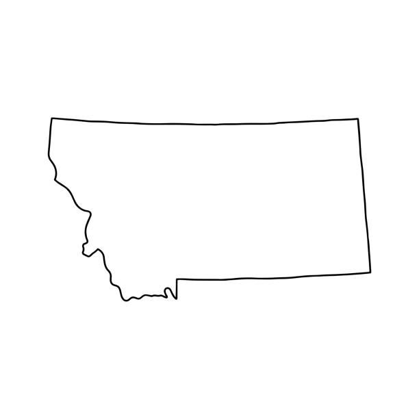 Outline map of Montana white background. Vector map with contour. montana western usa stock illustrations