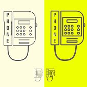 Outline Public Payphone Icon in two versions, thin and thick line.