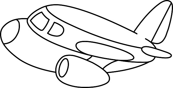Outlined Plane Stock Illustration - Download Image Now - iStock