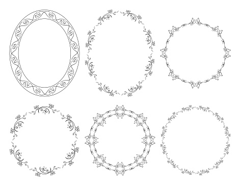 Oval And Round Floral Vector Frames With Flowers Stock Illustration ...