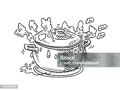 istock Overboiling Cooking Pot Drawing 1330675881