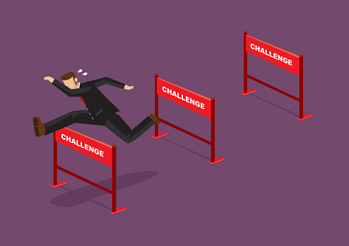 Overcoming Challenges Business Cartoon Vector Illustration