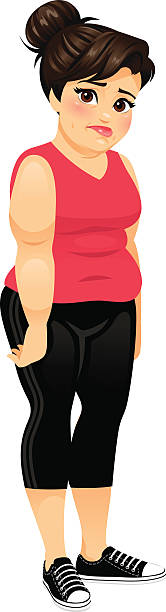 overweight woman A woman who looks sad about her weight. heyheydesigns stock illustrations