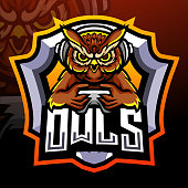 Owl bird esport logo mascot design