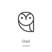 istock owl icon vector from animal collection. Thin line owl outline icon vector illustration. Outline, thin line owl icon for website design and mobile, app development. 1151474305