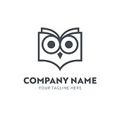 Owl in the Shape of a Book Emblem for Publishing House, Book Store, e-Reader or Learning Academy