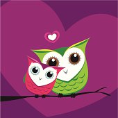 Owl love on a branch