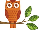 An owl perched on a branch, with 2 layers.