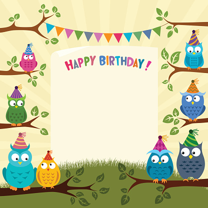 Owls birthday invitation