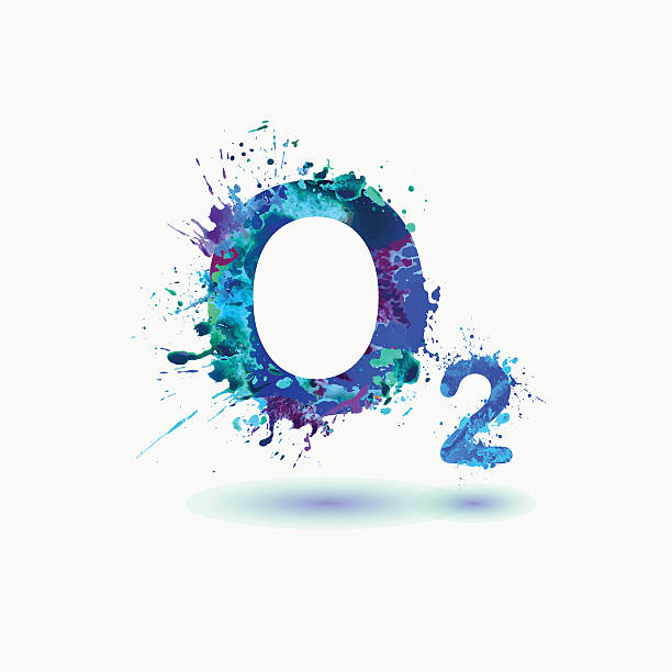 O2 Oxygen Formula icon. Splash paint O2 Oxygen Formula. Waterciolor splashes paint oxygen stock illustrations