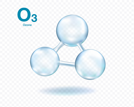 Ozon molecule model set isolated on transparent background. Vector illustration.