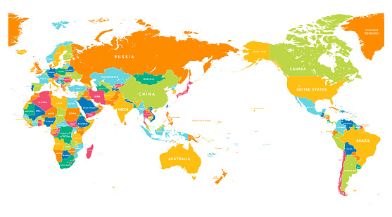 Pacific Centered Political Map Of World Vector Pacific Centered Political Map Of World Vector