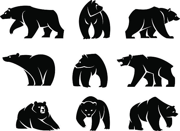 Pack bears Nine separate figures of bears bear stock illustrations