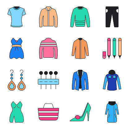 Pack of Clothing Flat Icons