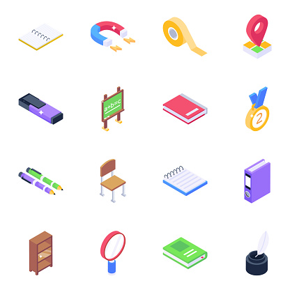 Pack of Education in Isometric Icons