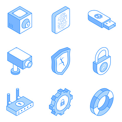 Pack of Security Services Isometric Icons