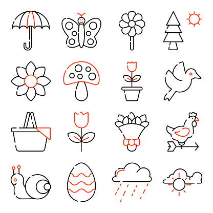 Pack of Spring Linear Icons