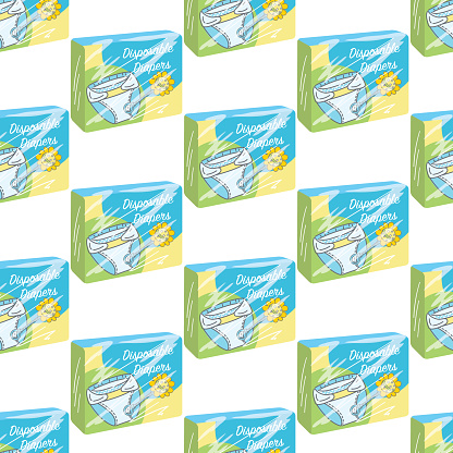 Packages Of Diapers Seamless Pattern