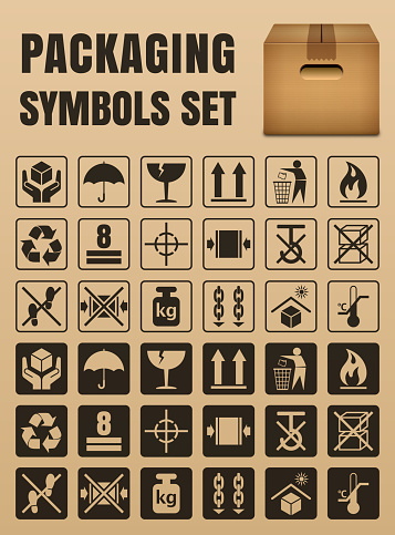 Packaging symbols set. Vector illustration