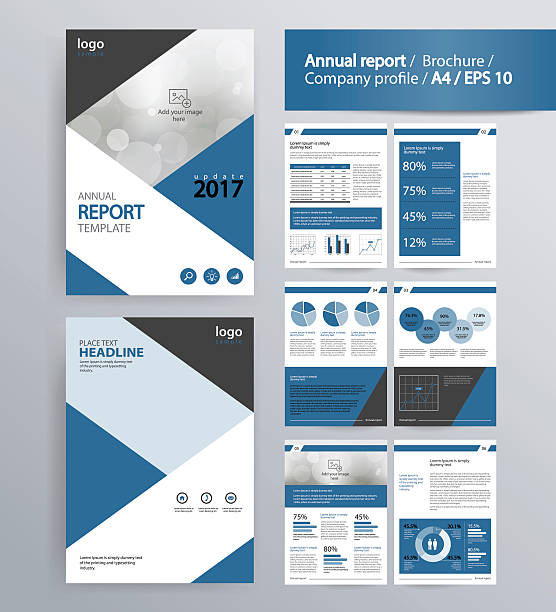 page layout for company profile, annual report, and  brochure, layout template. page layout for company profile, annual report, brochure, and flyer layout template. with info graphic element. and vector A4 size for editable annual report stock illustrations