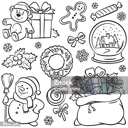 istock Page of  Christmas themed sketches 162447594