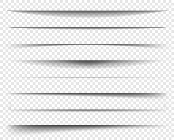 Page vector divider set for website, interface, app etc. Page dividers with transparent shadows, isolated. Pages separation vector set. Transparent realistic paper shadow effects. Web banner. Element for frame shadow. Vector design for website, text, border book borders stock illustrations