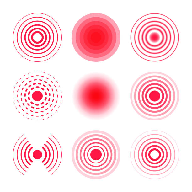 Pain circles collection. Radial targets. Pain circles collection. Radial targets. pain patterns stock illustrations