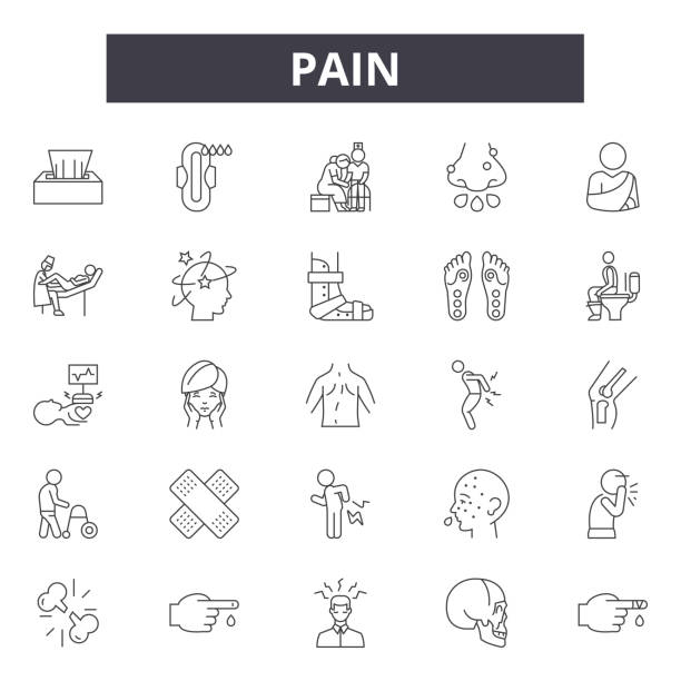 Pain line icons, signs, vector set, linear concept, outline illustration Pain line icons, signs, vector set, outline concept linear illustration animal body stock illustrations