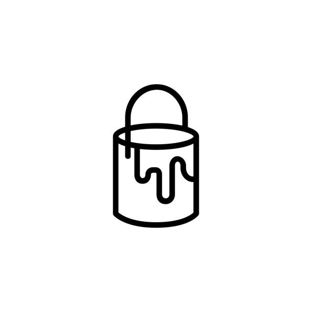 Paint bucket vector line icon. Craft, hobby, instrument Paint bucket vector line icon. Craft, hobby, instrument. Design concept. Vector illustration can be used for topics like renovation, handicraft, art lacquered stock illustrations
