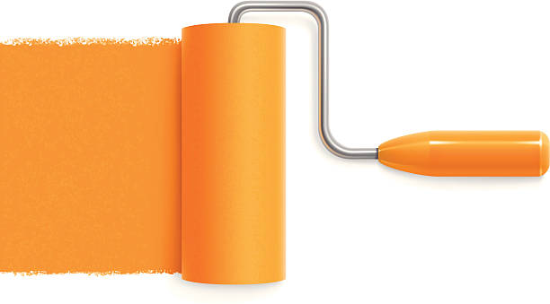 Paint roller Paint roller with orange trace rolling stock illustrations