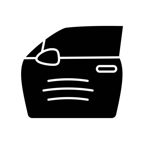 ilustrações de stock, clip art, desenhos animados e ícones de paint scratch on car black glyph icon - black car scratch