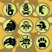 Emblems of commands for game in the Paintball (autumn pack)