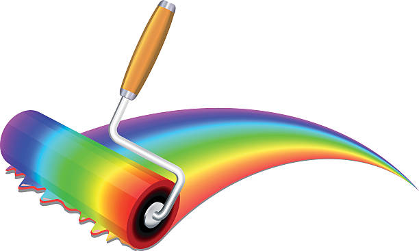 Painting a rainbow vector art illustration