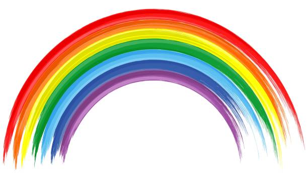 illustrazioni stock, clip art, cartoni animati e icone di tendenza di pittura arcobaleno su sfondo bianco. pennelli vettoriali - rainbow