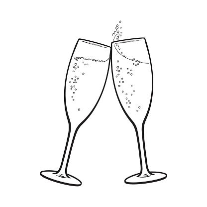 Pair of champagne glasses, holiday toast