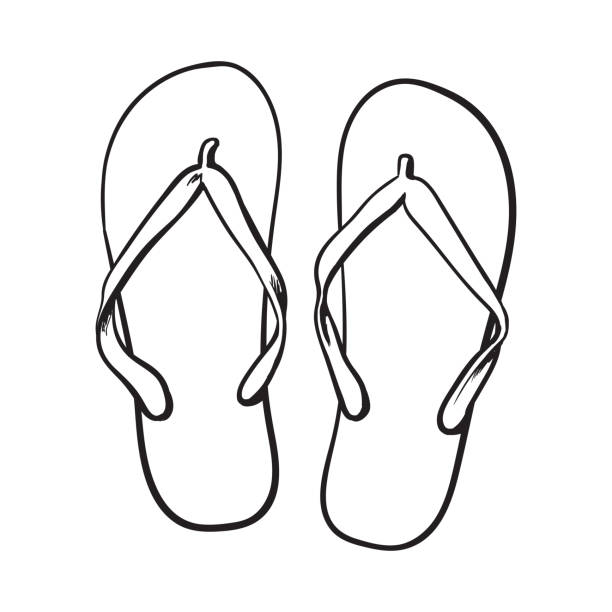 Feet In Flip Flops Drawings Illustrations, Royalty-Free Vector Graphics ...