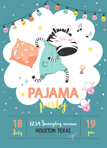 Pajama party poster with zebra