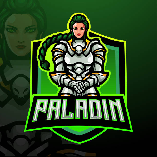 Paladin female esport logo mascot design Paladin female esport logo mascot design armour of god stock illustrations