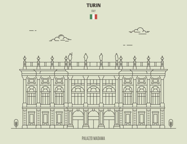 palazzo madama in turin, italien. landmark-symbol - torino stock-grafiken, -clipart, -cartoons und -symbole