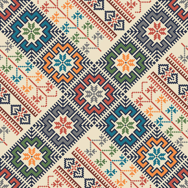 Palestinian embroidery pattern vector art illustration