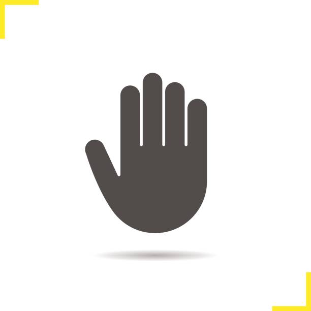 Palm icon Palm drop shadow icon. Isolated vector illustration. Stop, greeting and high five hand gesture stop gesture stock illustrations