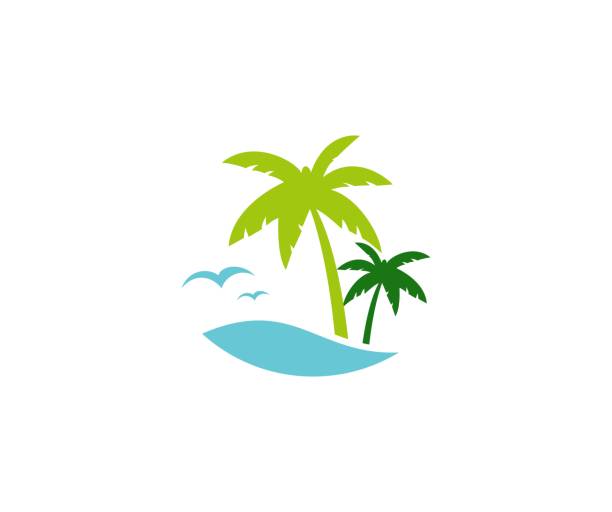 ilustraciones, imágenes clip art, dibujos animados e iconos de stock de icono de verano de palma - palm trees