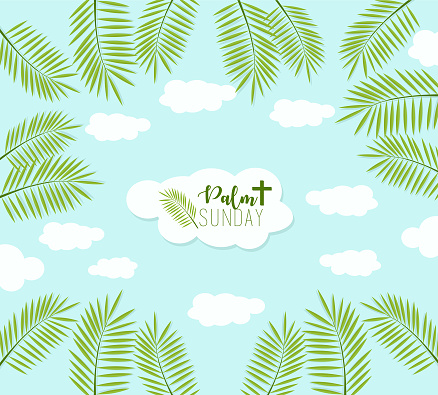 Palm Sunday poster with Palm leaves as border. Space provided for the text.