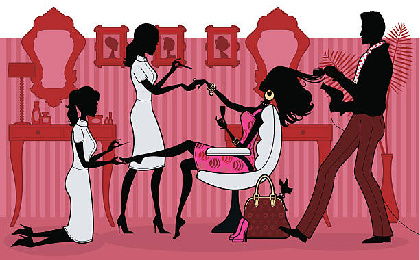Pampered Princess An elegant woman being pampered in a beauty salon. Click below for more fashion and beauty images. man pedicure stock illustrations