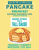 Poster or flyer for a pancake breakfast fundraiser event. Charity event poster template.