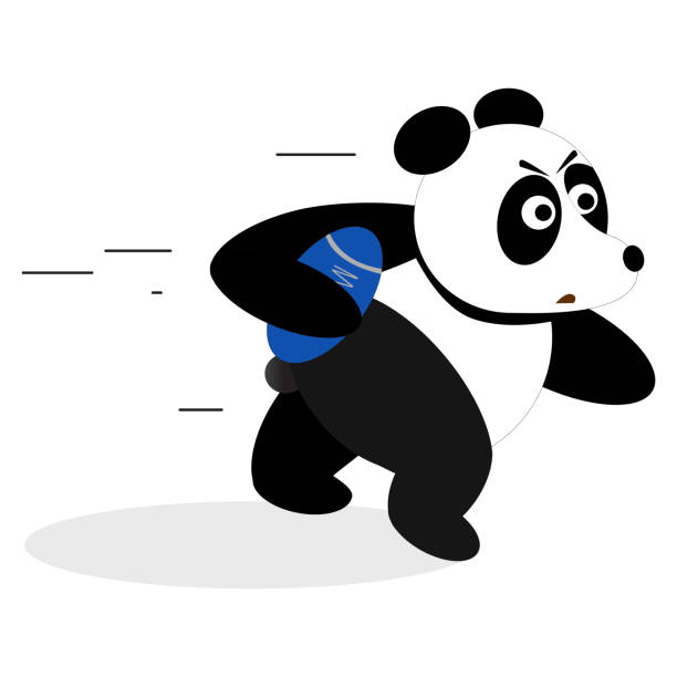 illustrations, cliparts, dessins animés et icônes de l'athlète de panda joue au rugby. - panda foot