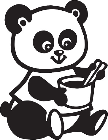 Panda Bear Holding Cup