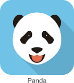 panda face flat icon design. Animal icons series.
